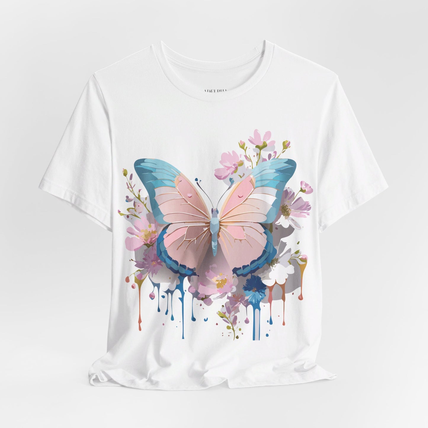 Natural Cotton Tee Shirt with Butterfly