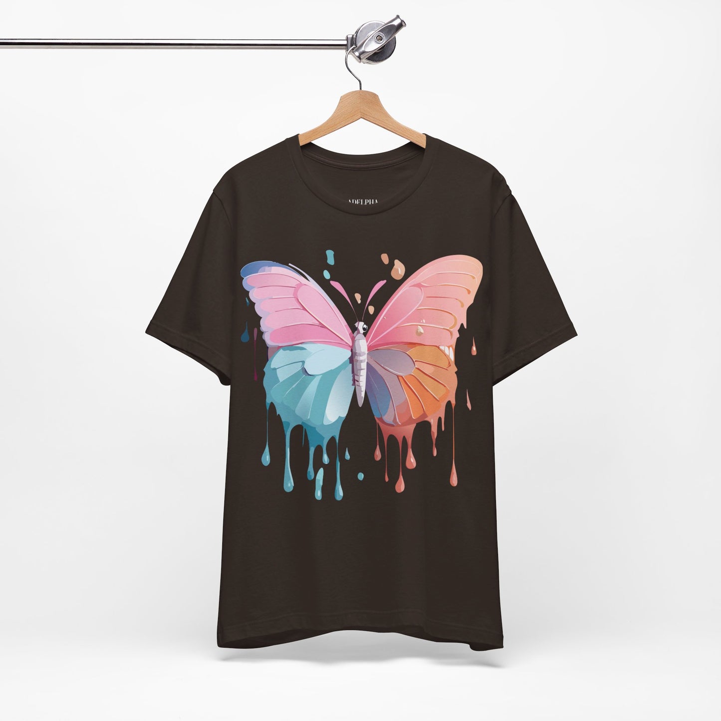 Natural Cotton Tee Shirt with Butterfly