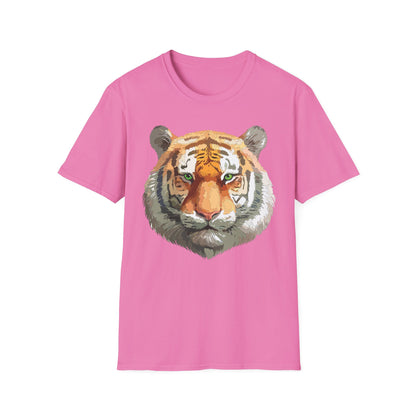 Tiger Print Shirt Unisex Animal Tee Gildan Softstyle 64000 Cotton Comfort