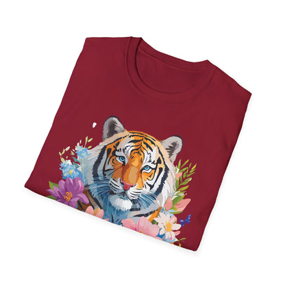 Tiger Print Unisex Softstyle T Shirt 100 Percent Ring Spun Cotton Tee