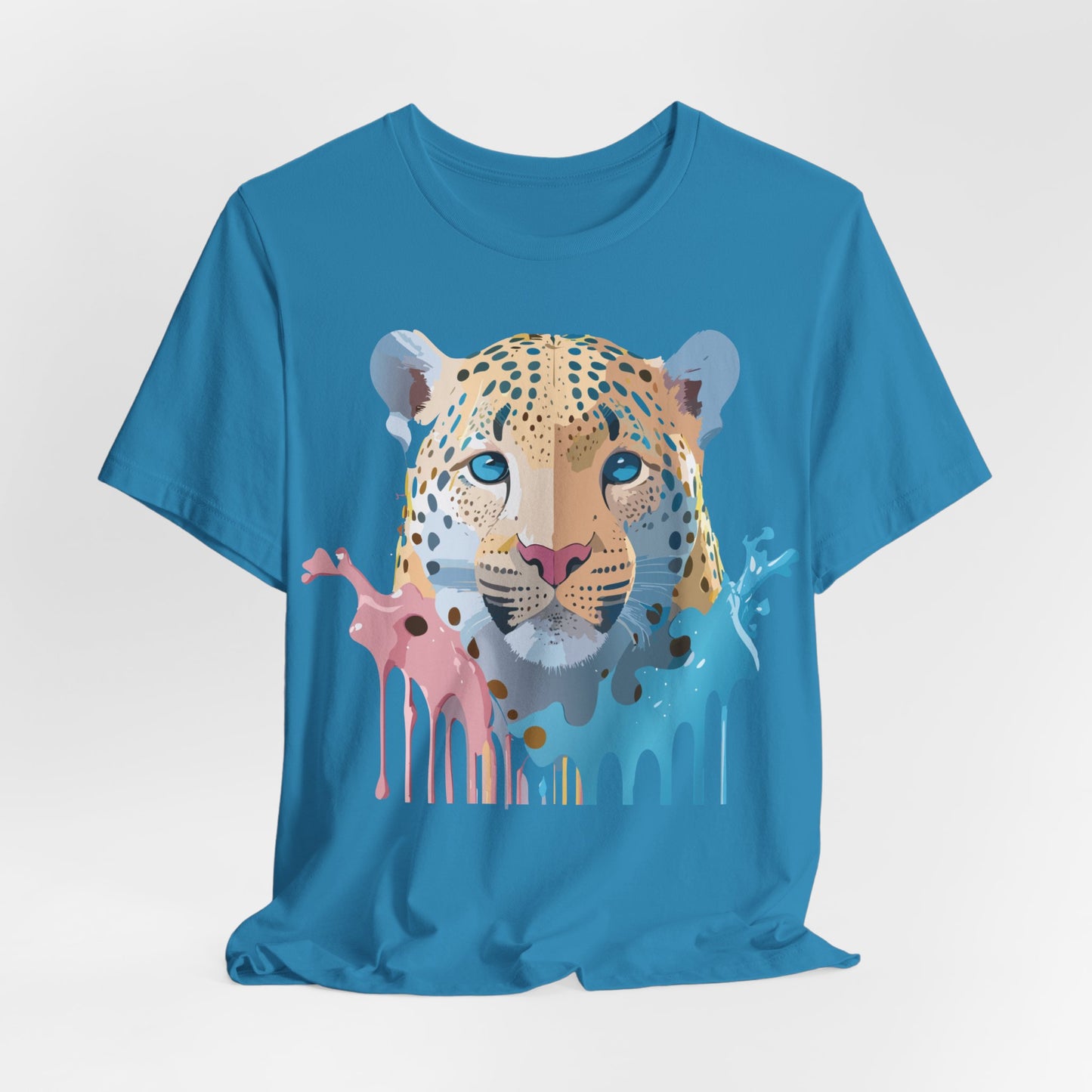 Natural Cotton Tee Shirt with Cheetah