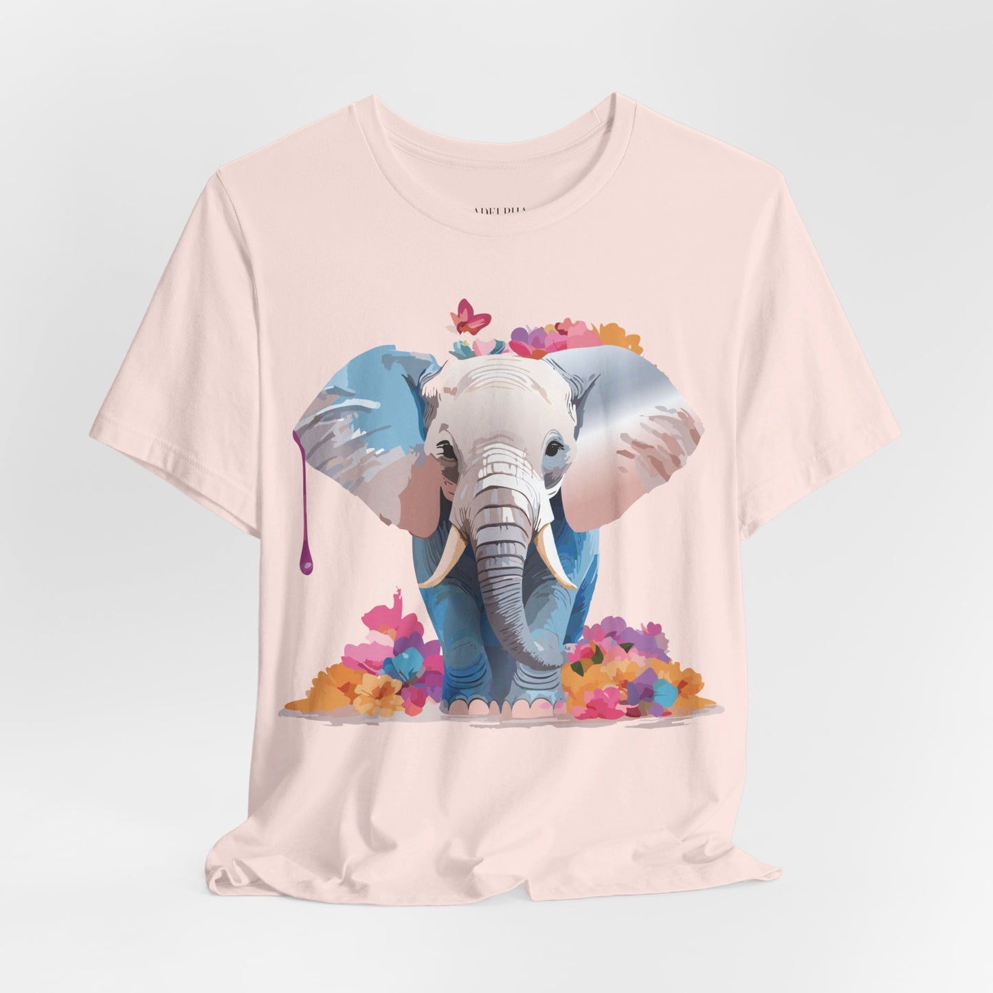 Natural Cotton Tee Shirt with Elephant