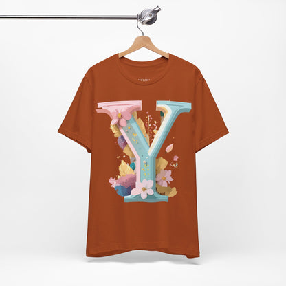 Natural Cotton Tee Shirt - Letters Collection - Y Printify