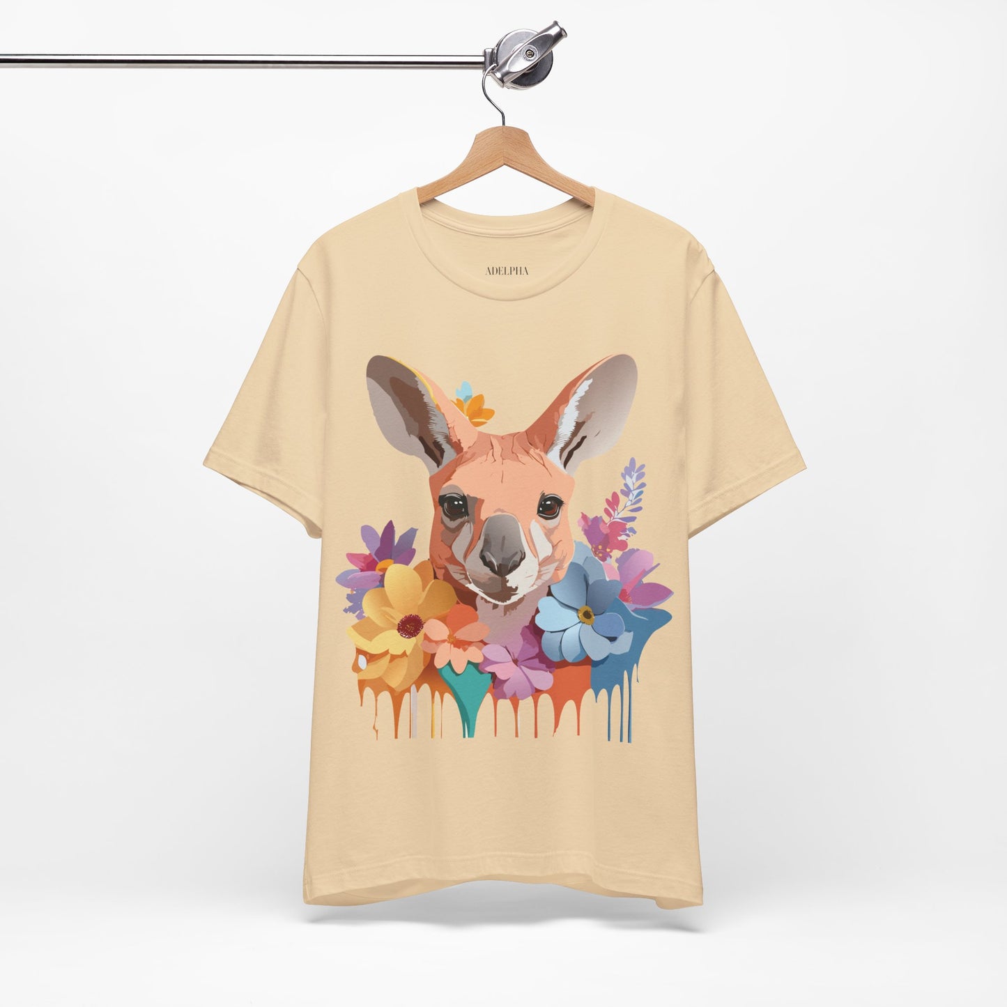 Natural Cotton Tee Shirt with Kangaroo