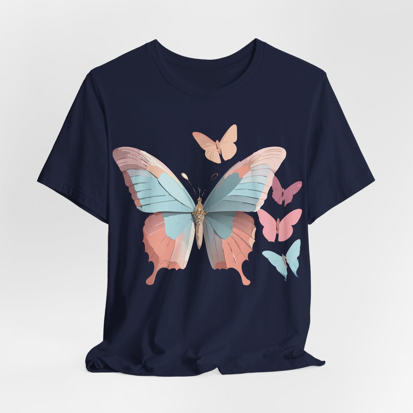 Natural Cotton Tee Shirt with Butterfly