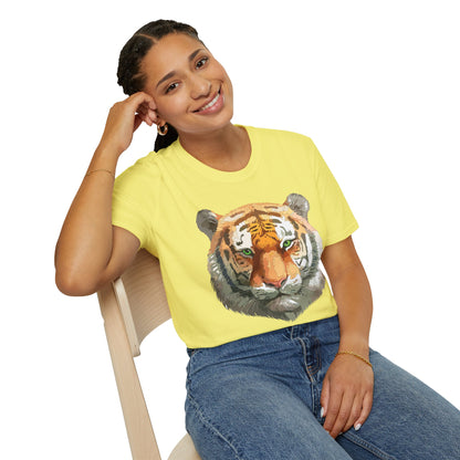 Tiger Print Shirt Unisex Animal Tee Gildan Softstyle 64000 Cotton Comfort