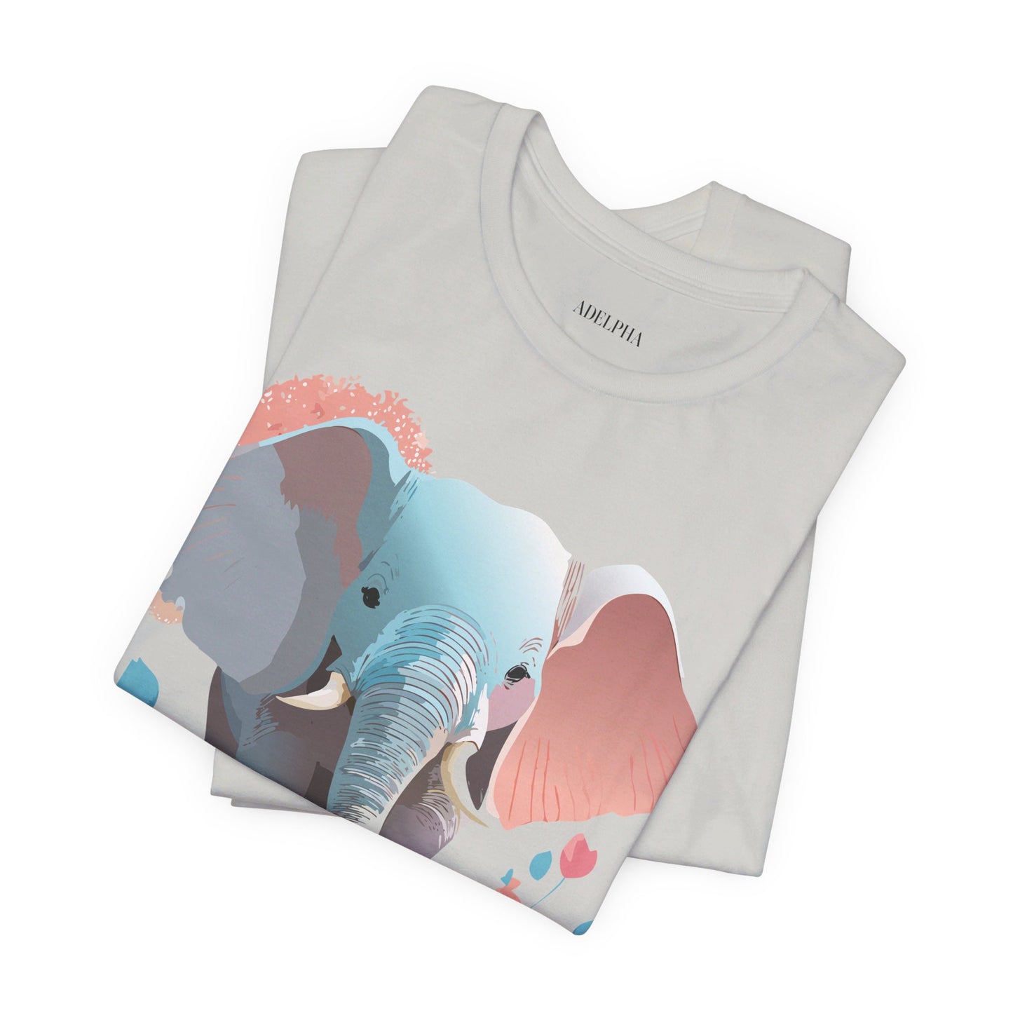 T-shirt en coton naturel avec motif éléphant