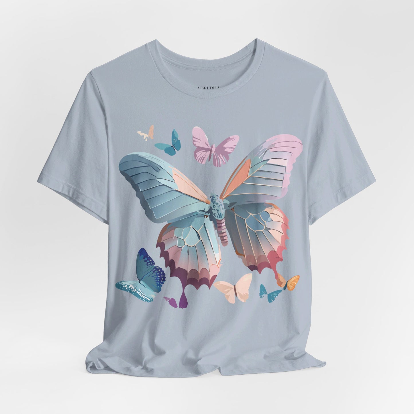 Natural Cotton Tee Shirt with Butterfly