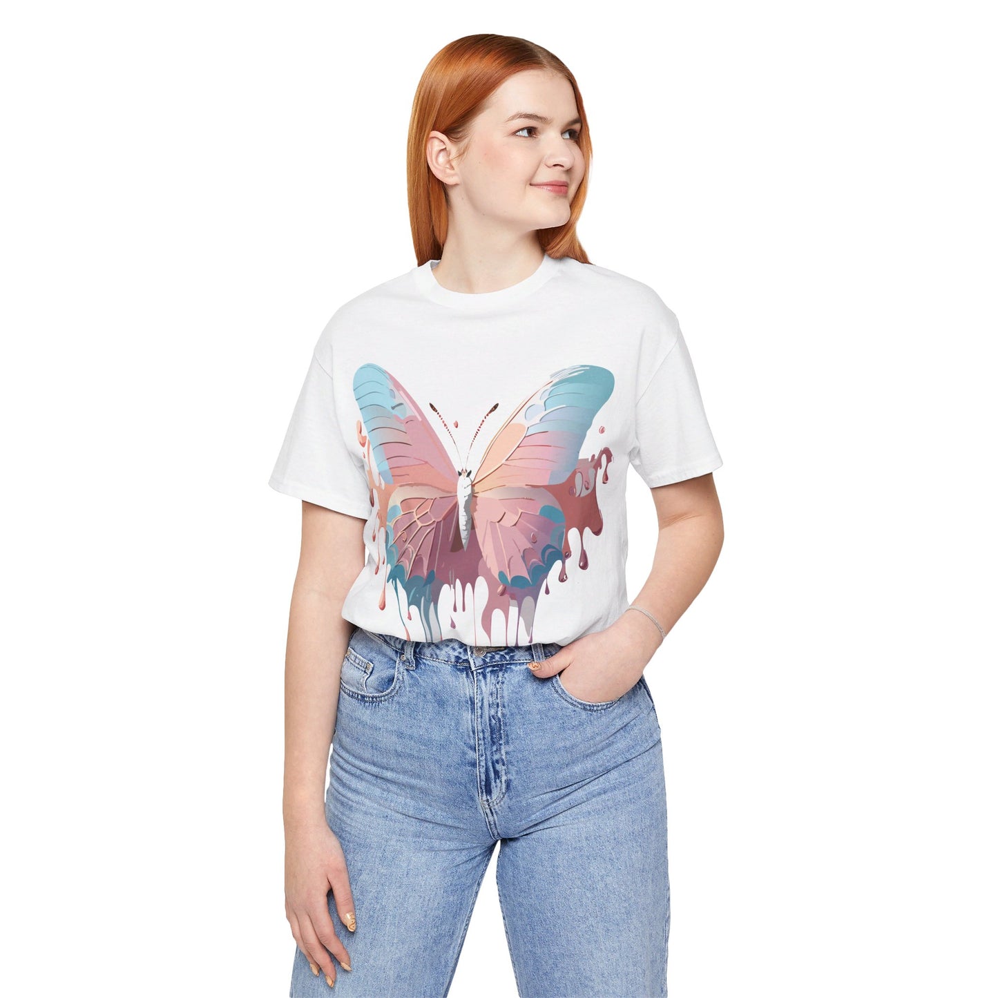 T-Shirt aus natürlicher Baumwolle mit Schmetterling