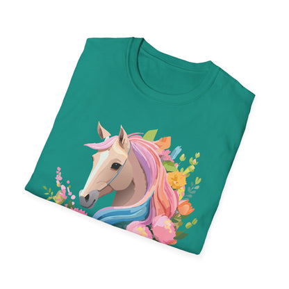 Unisex Horse Shirt Soft Cotton Tee With Animal Artwork Gildan Softstyle