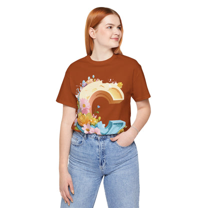 Natural Cotton Tee Shirt - Letters Collection - C Printify