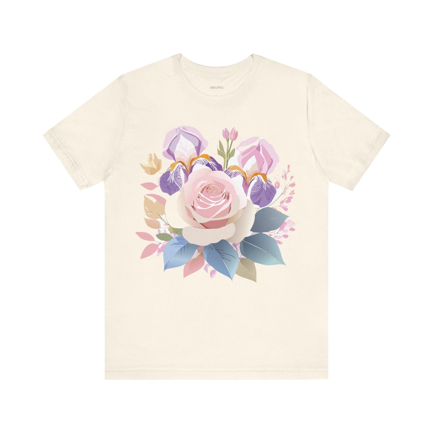 Natural Cotton Tee Shirt with Flowers