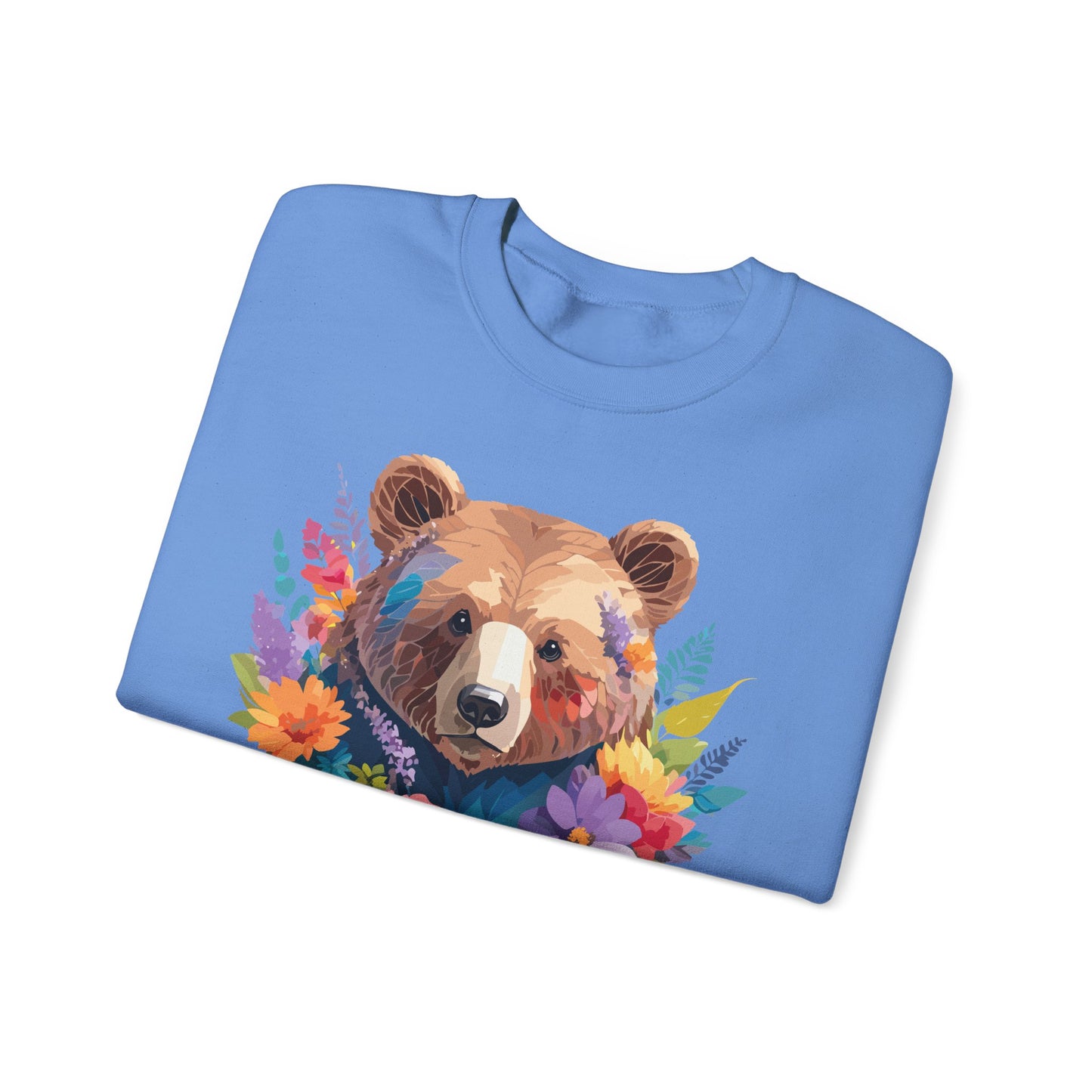 Unisex Floral Bear Sweatshirt, Animals Sweatshirt, Floral Sweatshirt, Art Design Sweatshirt