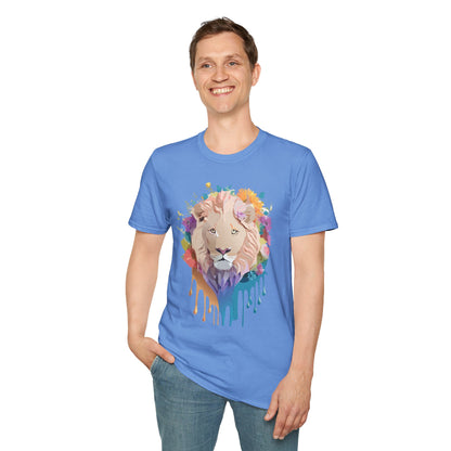 Unisex Lion Shirt Floral Lion Tee Softstyle Gildan 64000 100 Percent Cotton