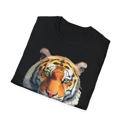 Tiger Print T Shirt Unisex Animal Tee 100 Percent Cotton Softstyle Gildan 64000