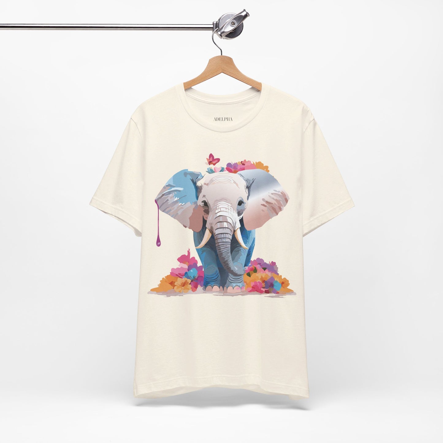 Natural Cotton Tee Shirt with Elephant