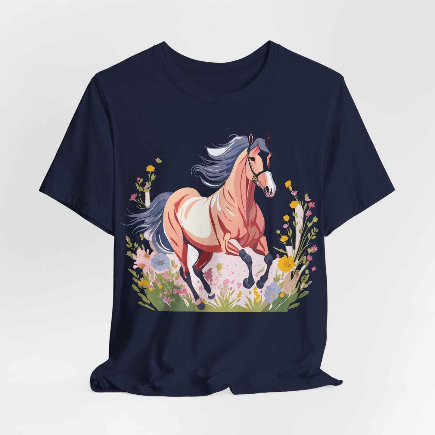 Natural Cotton Tee Shirt with Horse