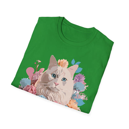 Cat Shirt Unisex Short Sleeve Cat Tee Kitten Design Gildan Softstyle 64000 Tee