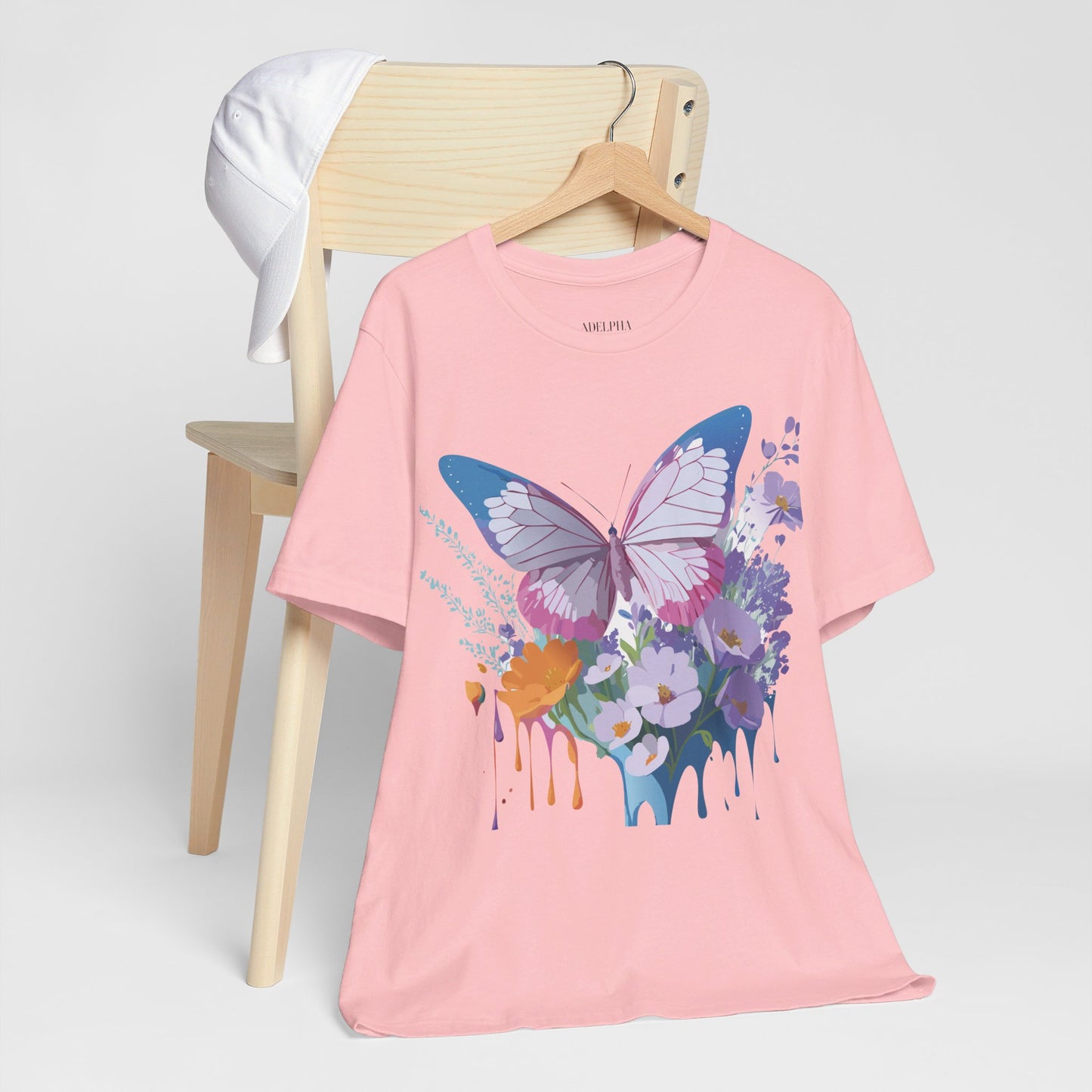 Natural Cotton Tee Shirt with Butterfly