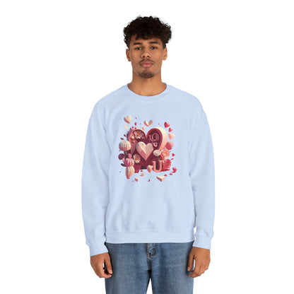 Unisex Floral Big Heart Sweatshirt Love Floral Valentine Day Cotton Poly Blend