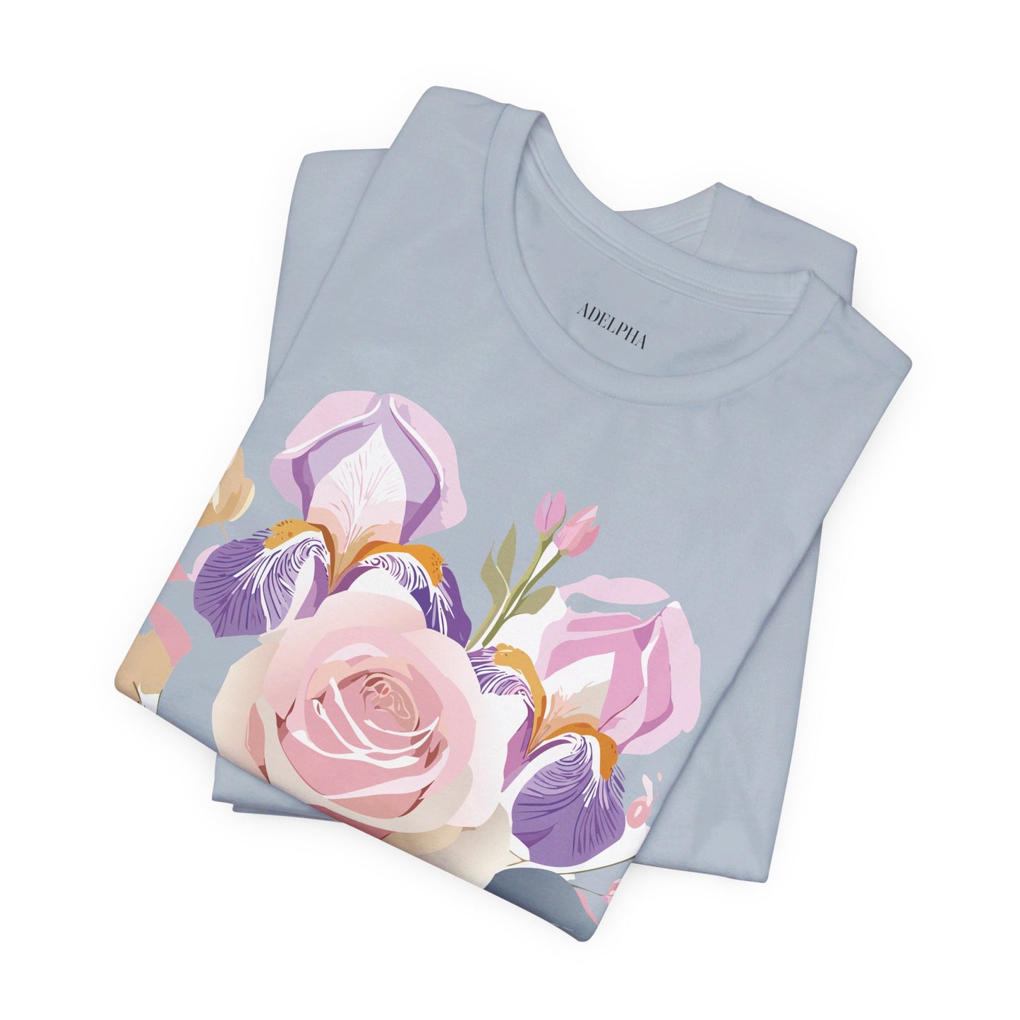 Natural Cotton Tee Shirt with Flowers