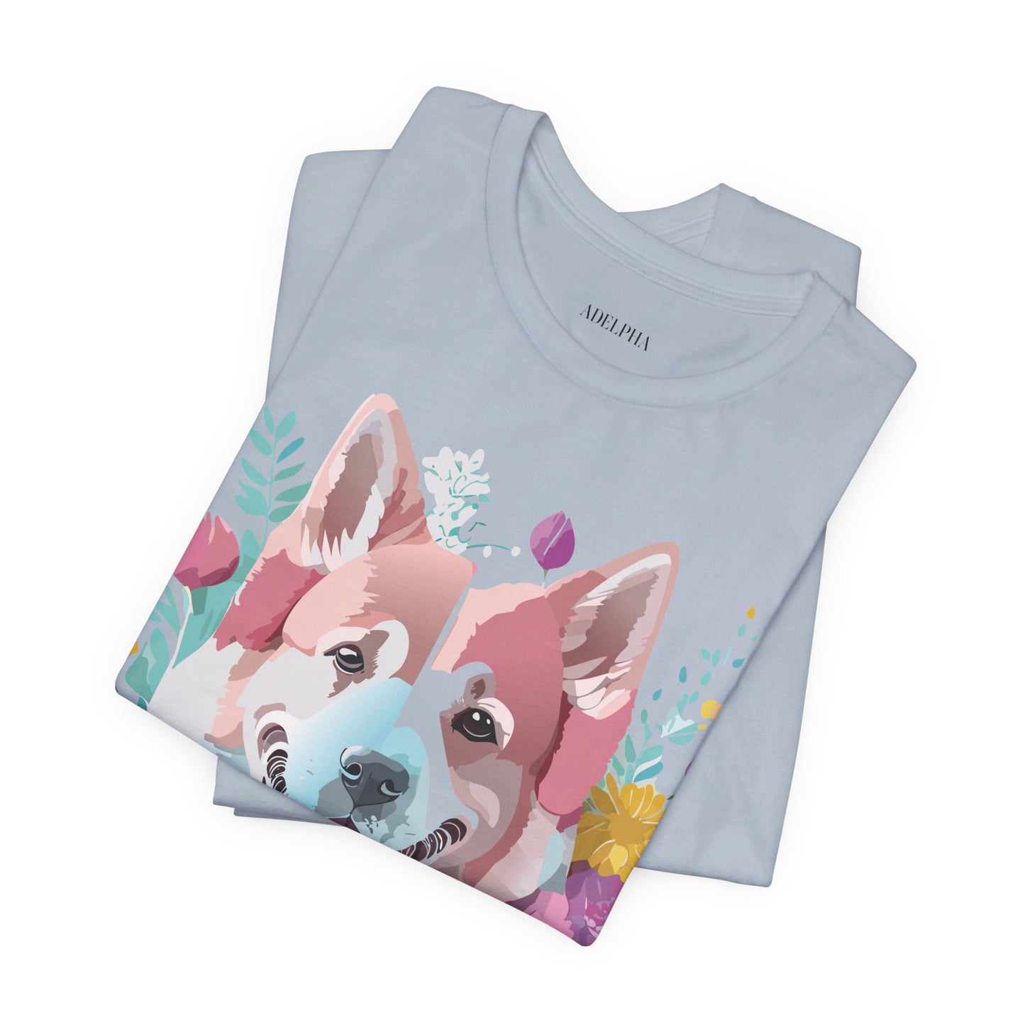 Natural Cotton Tee Shirt with Dog