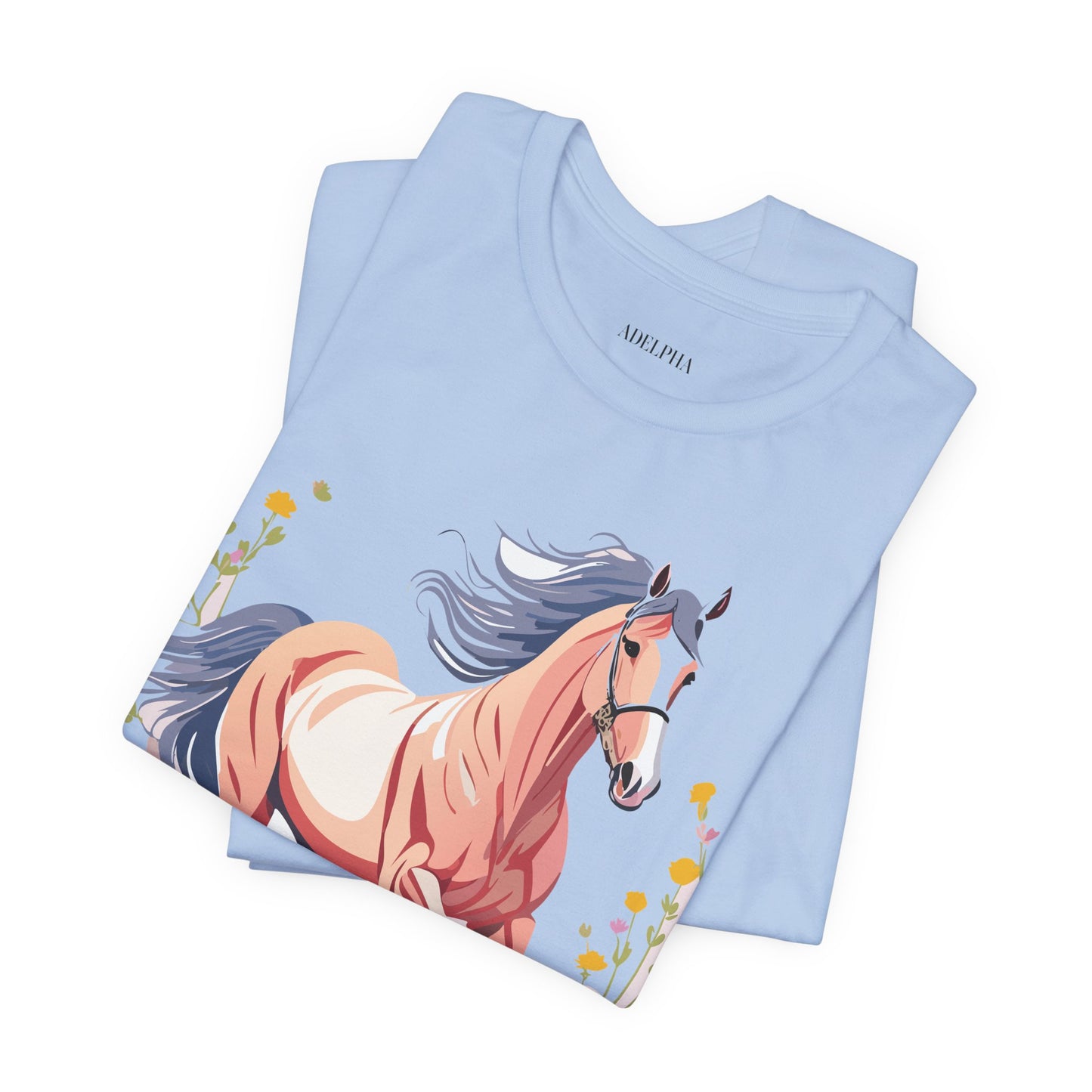 Natural Cotton Tee Shirt with Horse