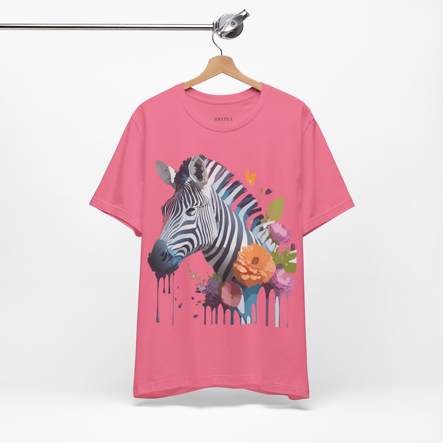 Natural Cotton Tee Shirt with Zebra