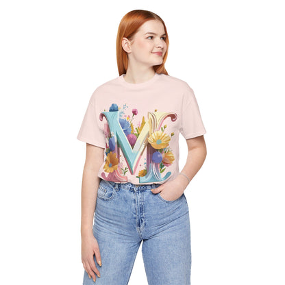 Natural Cotton Tee Shirt - Letters Collection - M Printify