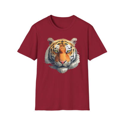 Tiger Print T Shirt Unisex Animal Tee 100 Percent Cotton Softstyle Gildan 64000