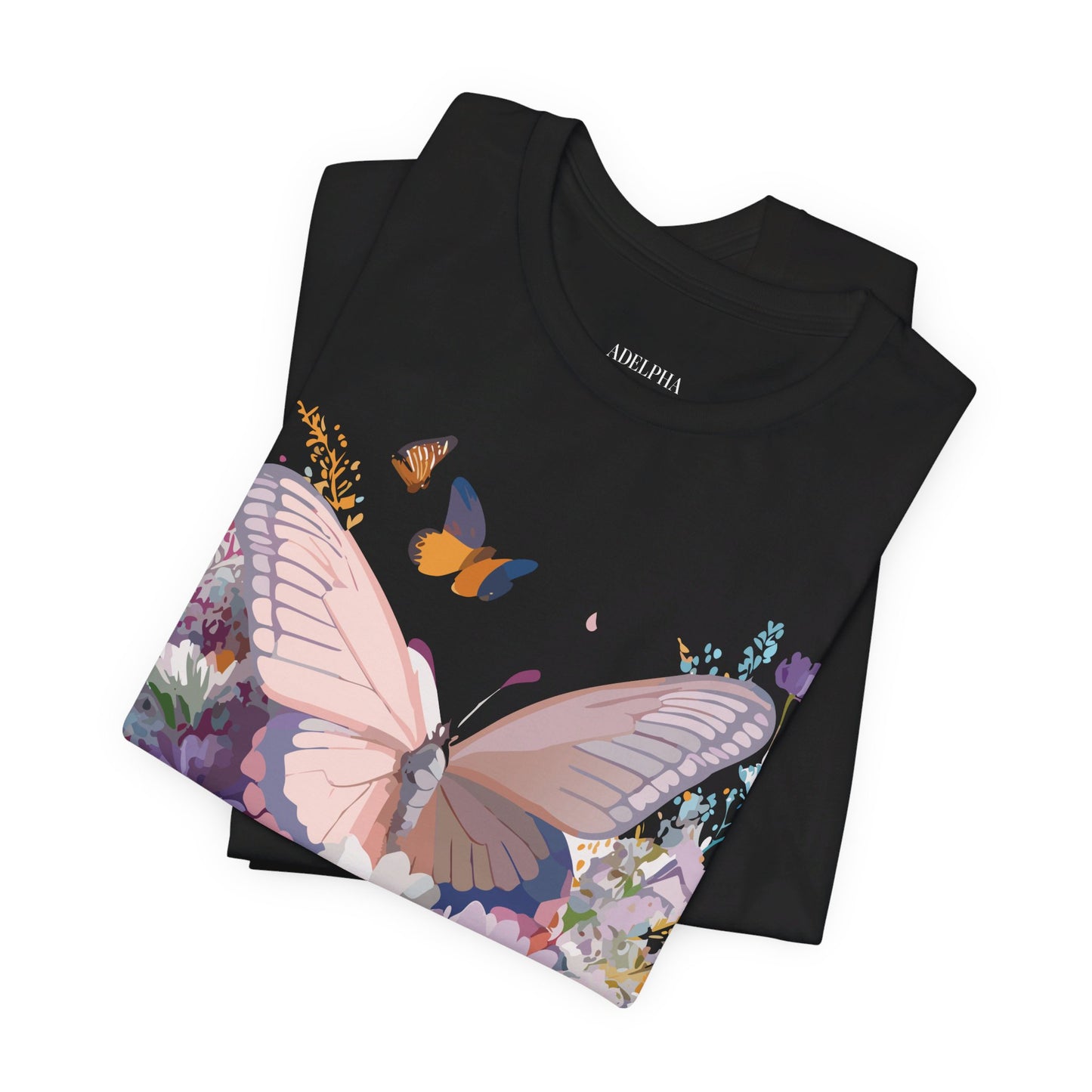 Natural Cotton Tee Shirt with Butterfly