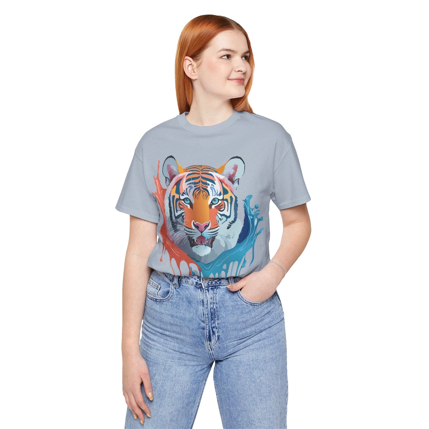 Natural Cotton Tee Shirt with Tiger