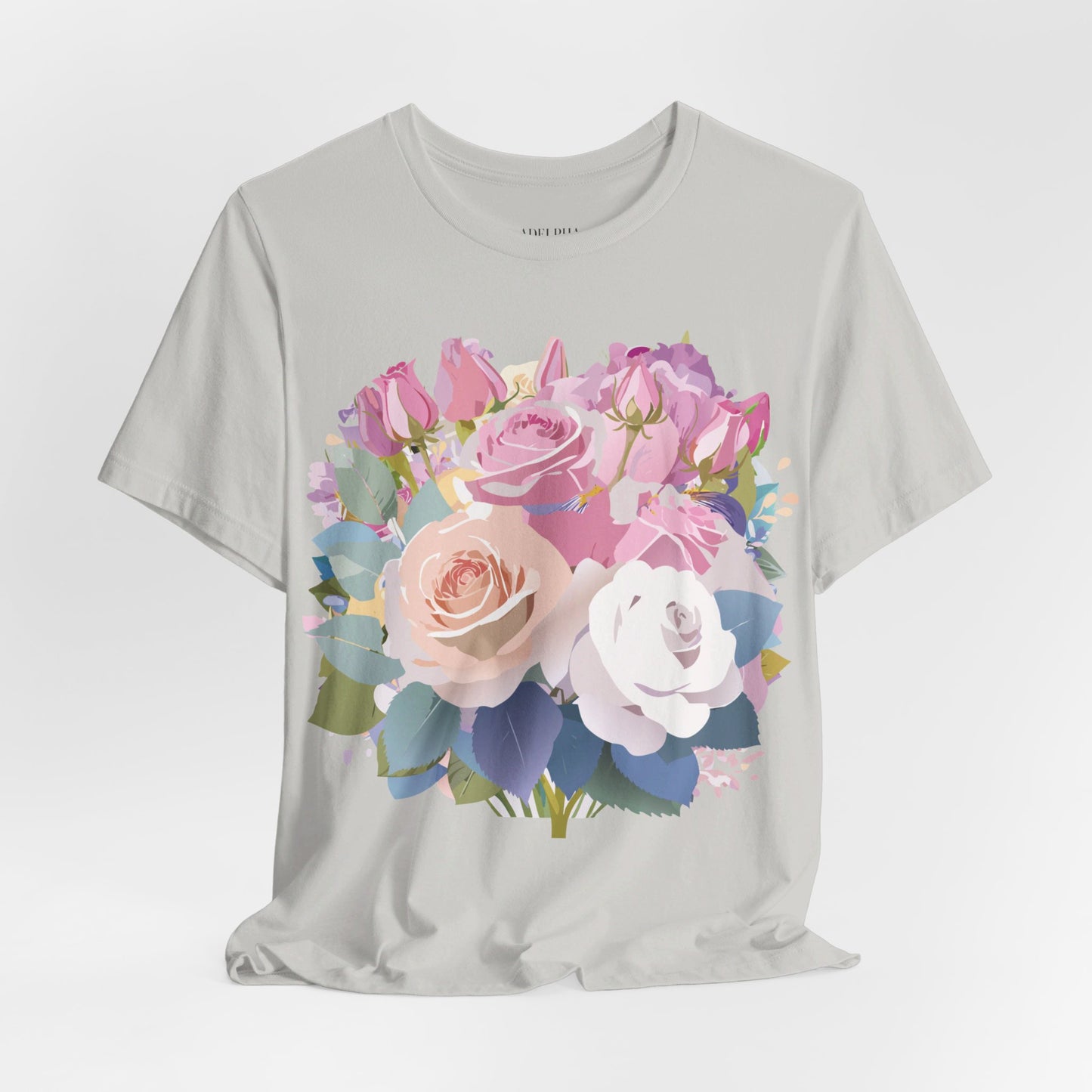 Natural Cotton Tee Shirt with Flowers