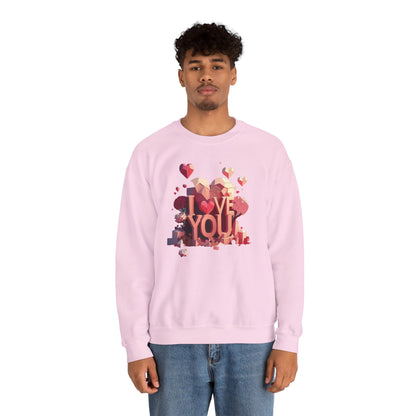 Unisex Heart Love Sweatshirt Floral Valentines Day Cotton Poly Fifty Fifty Blend