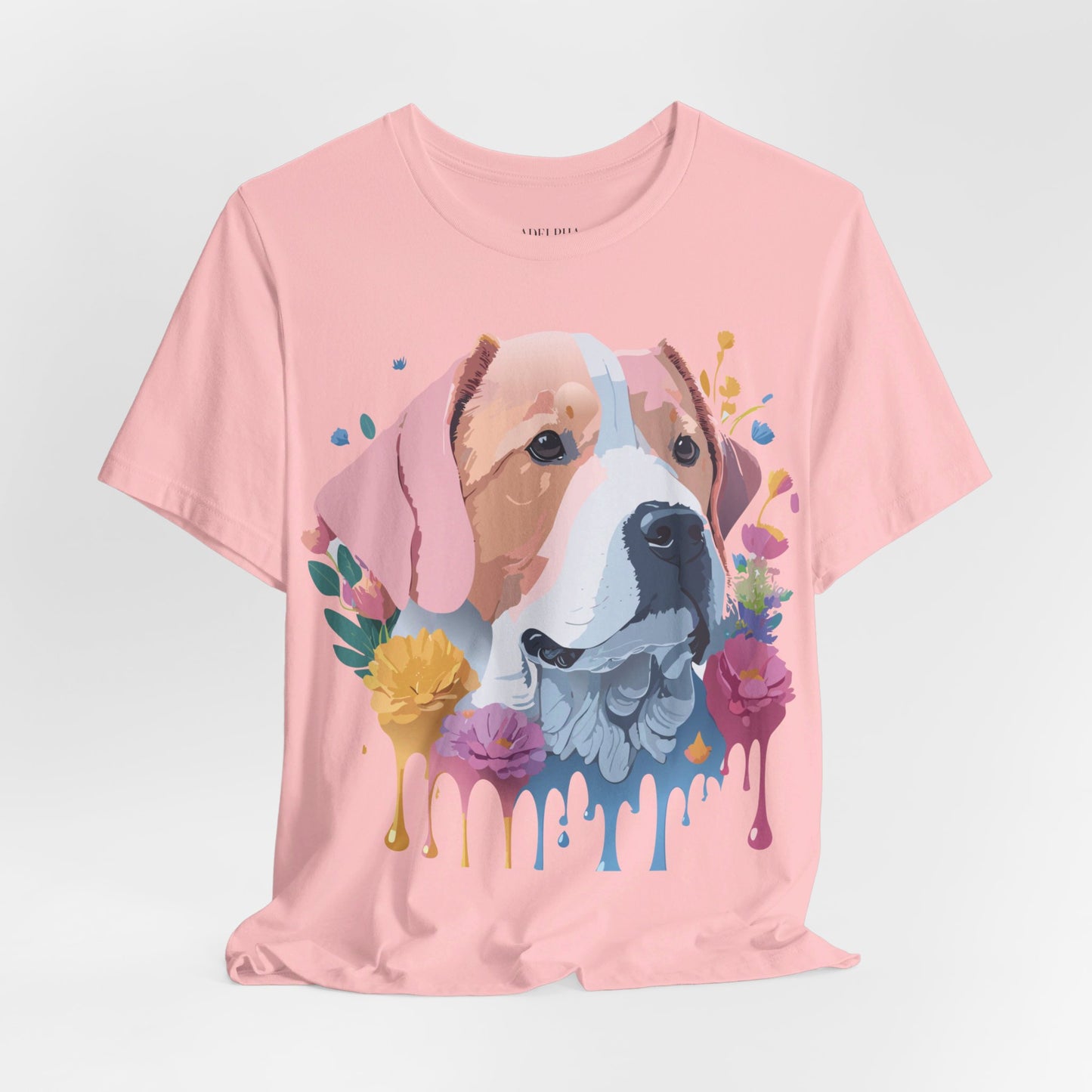 Natural Cotton Tee Shirt with Dog