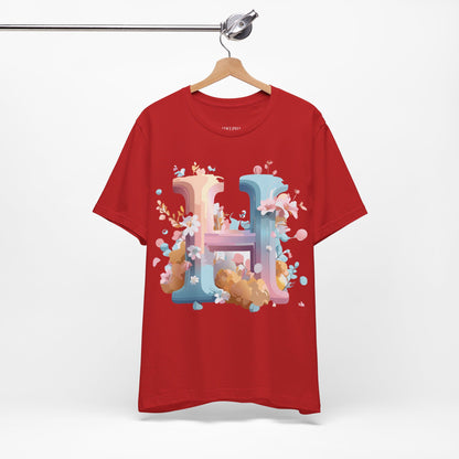 Natural Cotton Tee Shirt - Letters Collection - H Printify