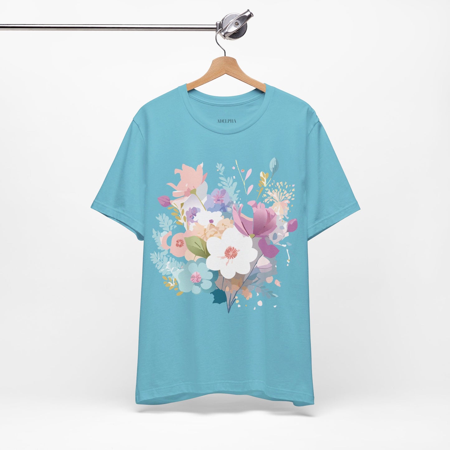 Natural Cotton Tee Shirt with Flowers