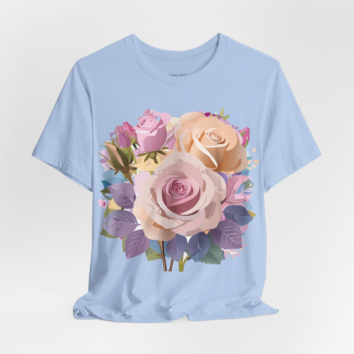 Natural Cotton Tee Shirt with Flowers