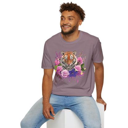 Tiger Print Shirt Unisex Animal Tee Softstyle Gildan 64000 Cotton