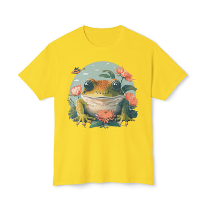 Vintage Frog Art T Shirt With Floral Full Color Print Unisex Tee