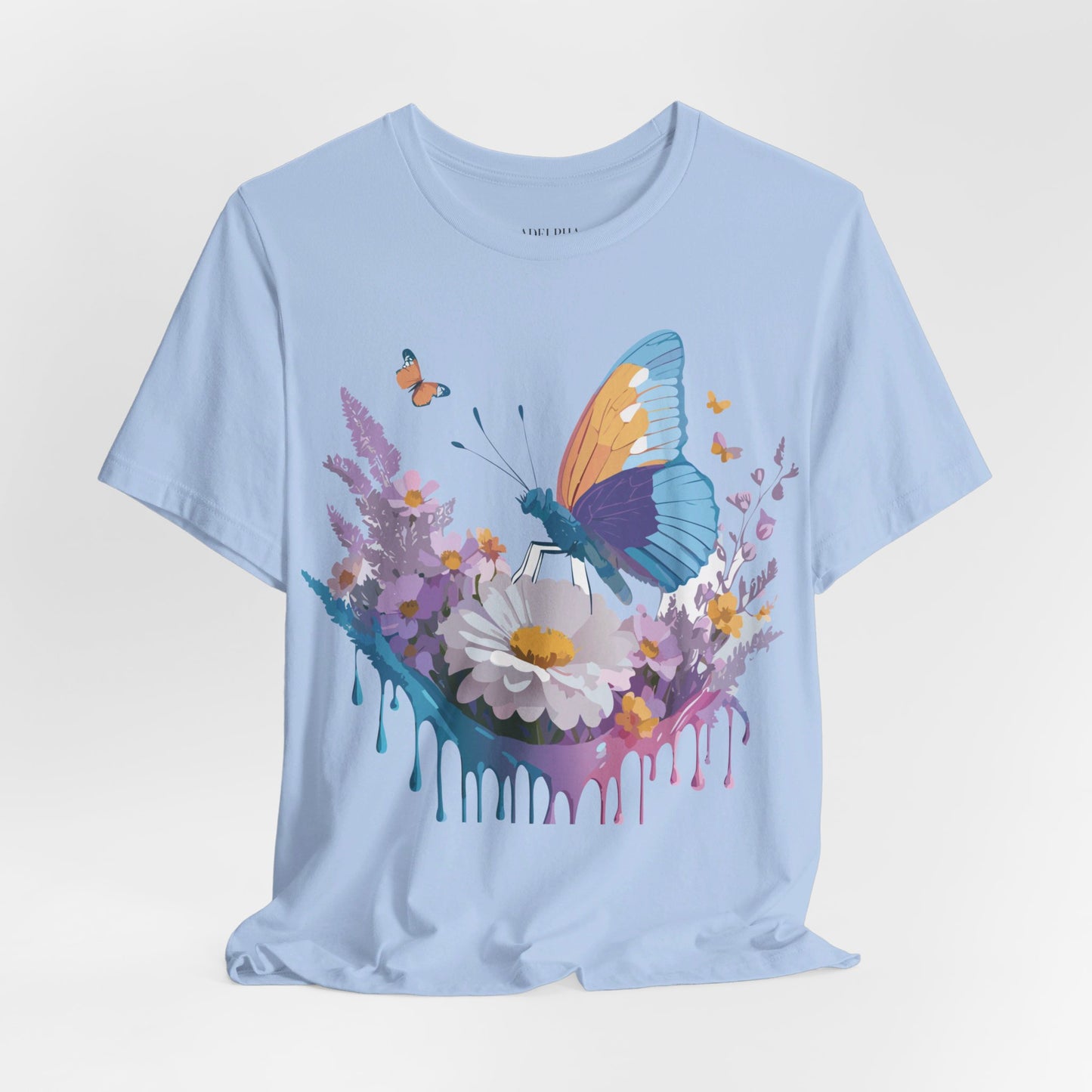 Natural Cotton Tee Shirt with Butterfly