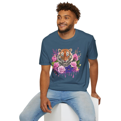 Tiger Print Shirt Unisex Animal Tee Softstyle Gildan 64000 Cotton