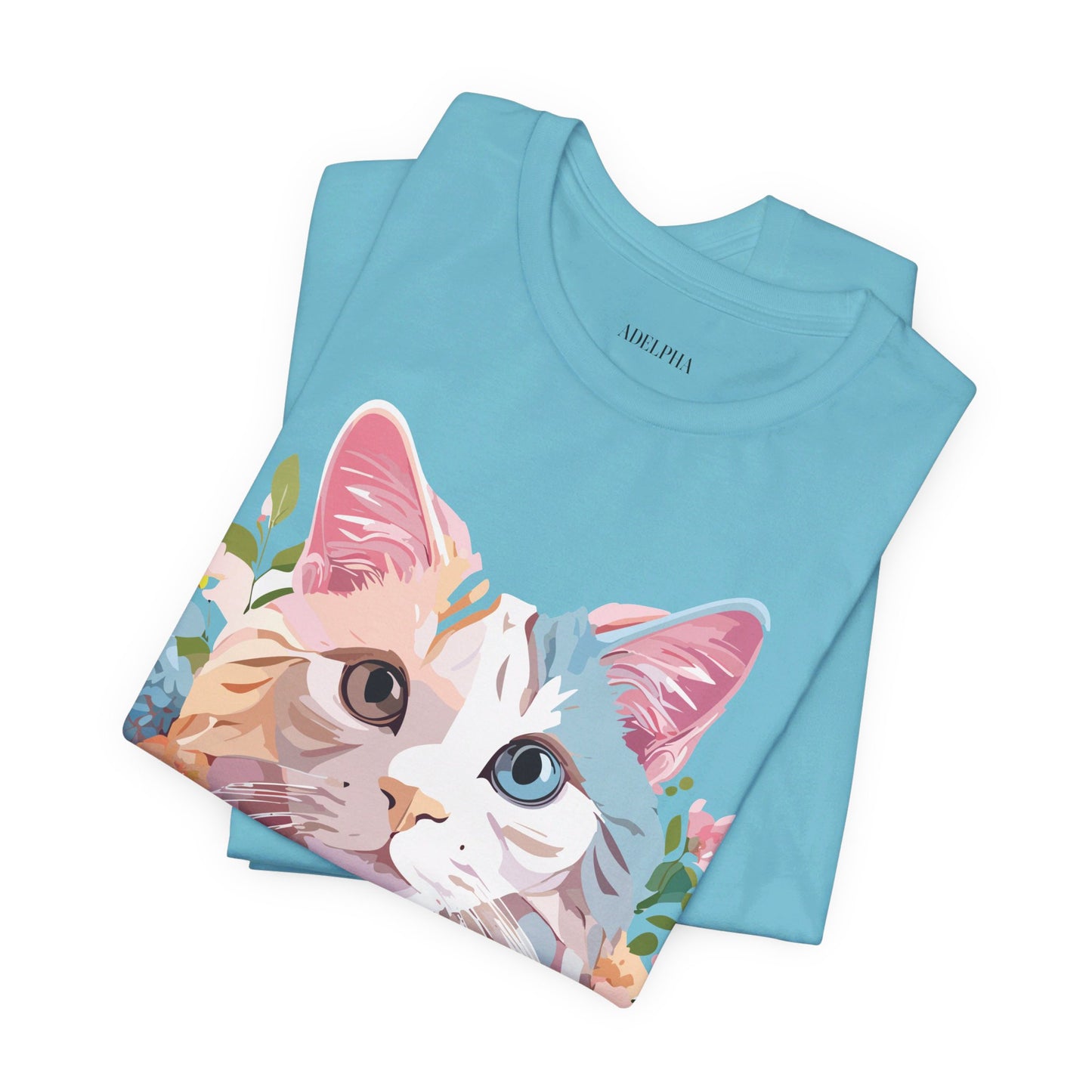 Natural Cotton Tee Shirt with Cat