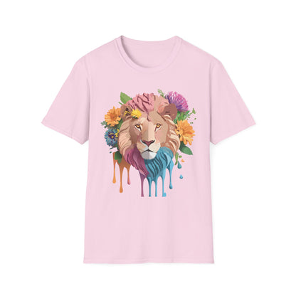 Floral Lion Shirt Unisex Tee Animal Print Gildan Softstyle 64000