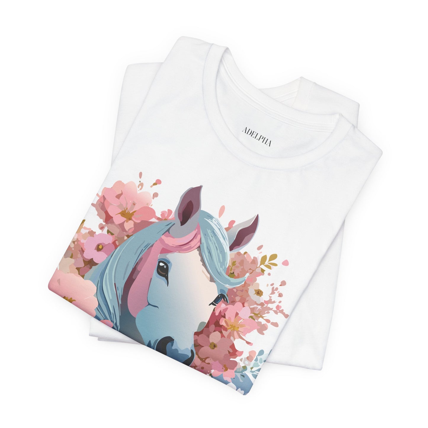 Natural Cotton Tee Shirt with Horse