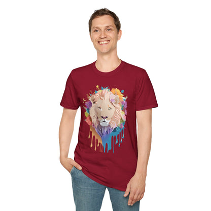 Unisex Lion Shirt Floral Lion Tee Softstyle Gildan 64000 100 Percent Cotton