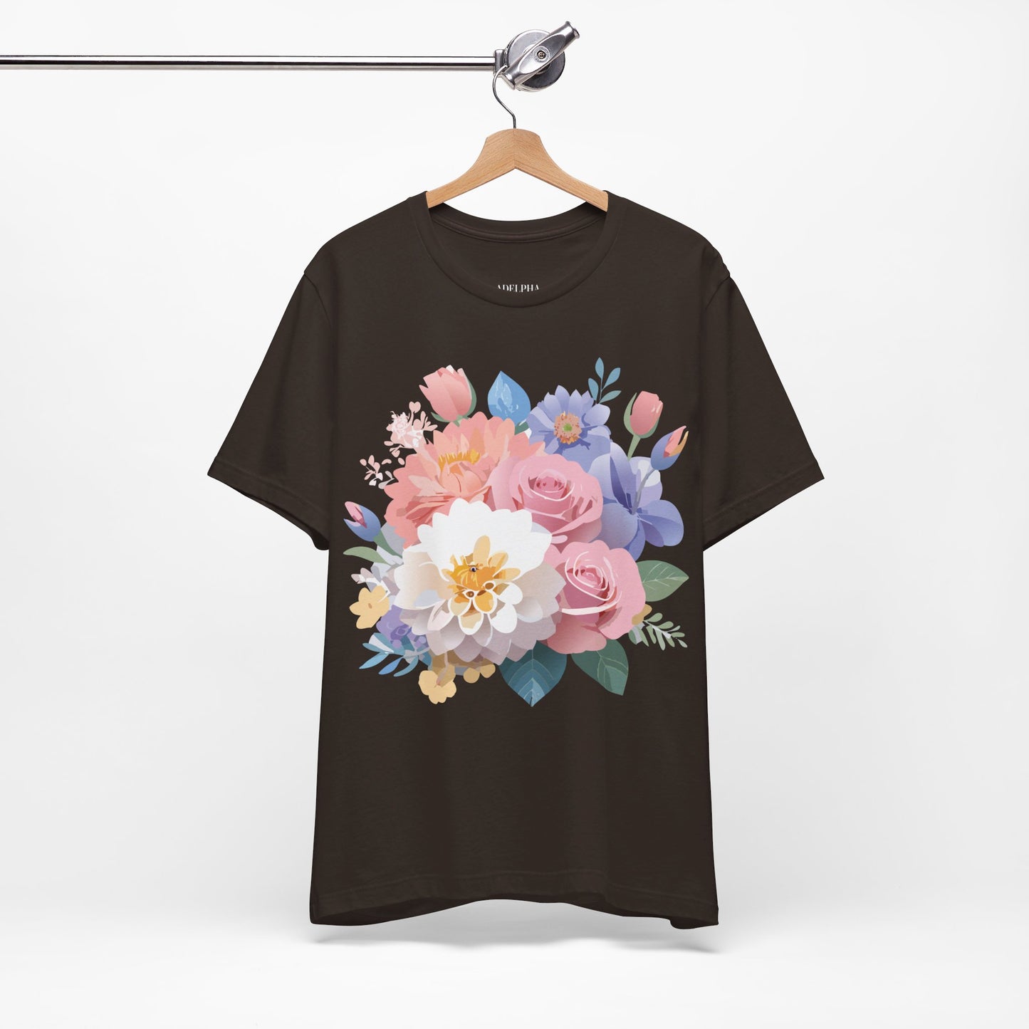 Natural Cotton Tee Shirt with Flowers