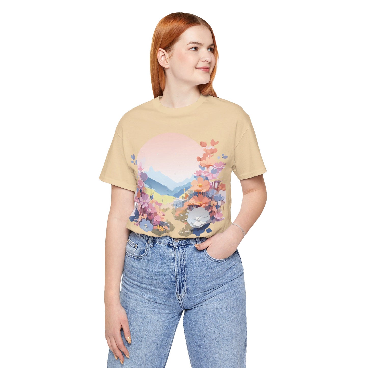 T-Shirt aus natürlicher Baumwolle mit Blumen