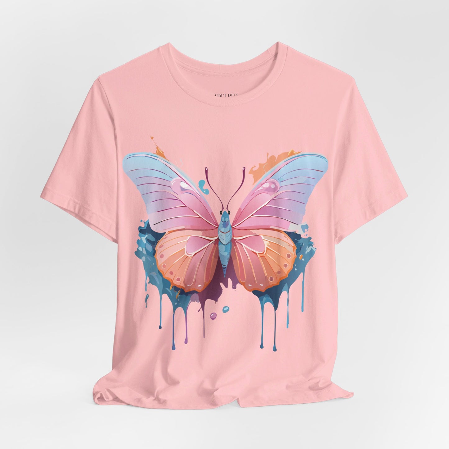 Natural Cotton Tee Shirt with Butterfly