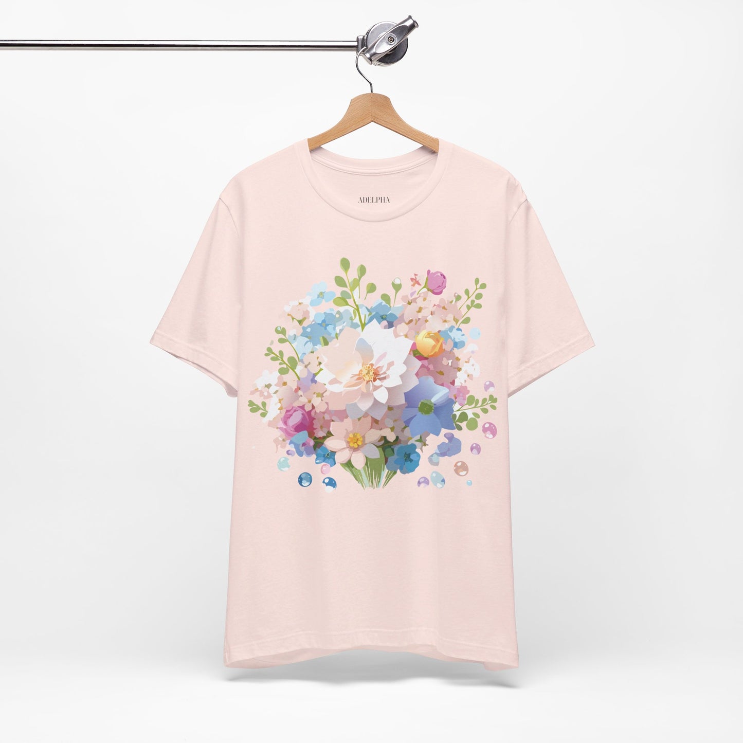 Natural Cotton Tee Shirt with Flowers